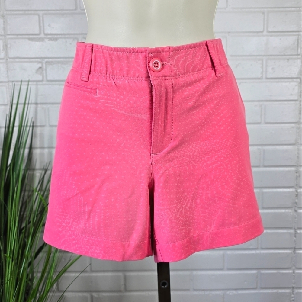 Under Armour Heat Gear Pink Geometric Print Shorts Size 6